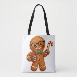 Retro Gingerbread Teacher Christmas Custom Tote