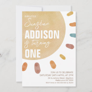 Retro Girls Sunshine primeiro aniversario Convite