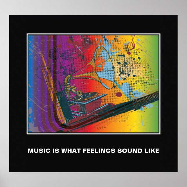 Retro gramophone music quote motivational poster (Frente)