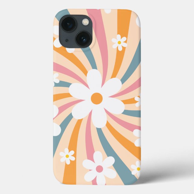 Retro Groovy Colorful Sunshine Daisy Floral Hippie (Verso)