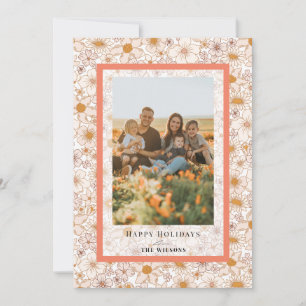 Retro Groovy Floral Natal Cartão com fotos