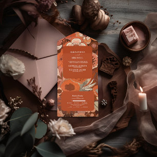 Retro Groovy queima o casamento floral laranja