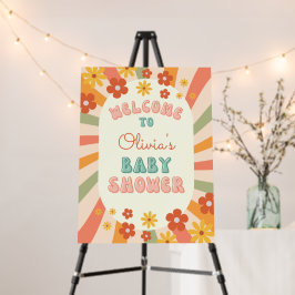 Retro Groovy Sunshine Flower Chá de fraldas Bem-vi