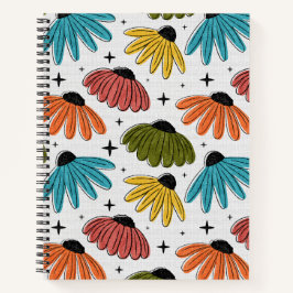 Retro Halftone Coneflowers