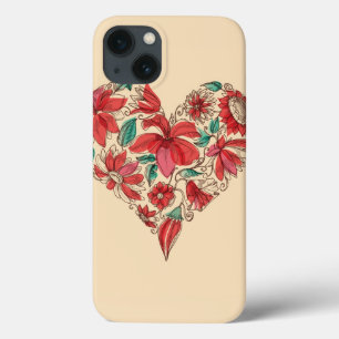 Retro heart of flowers love symbol