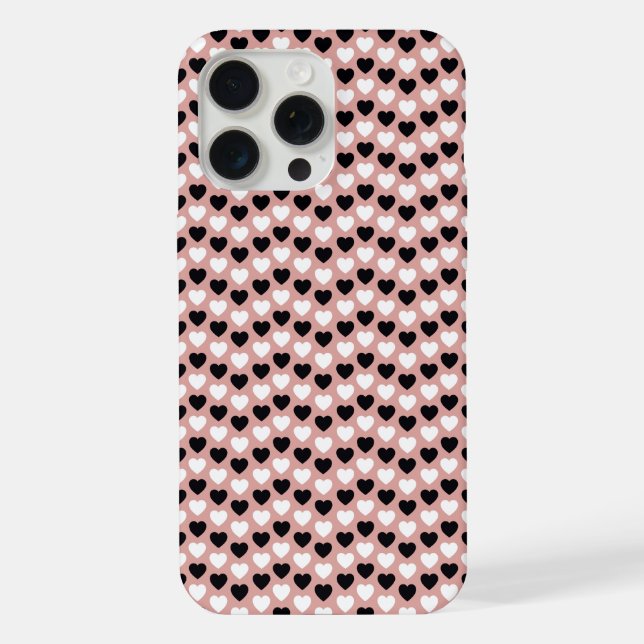 Retro Hearts Pink Black & White (Verso)