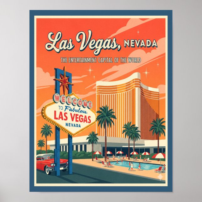 Retro Las Vegas Poster de viagens Nevada (Frente)