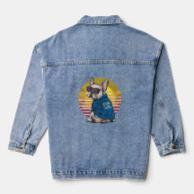 Retro Legal Buldogue Francês Denim Jaqueta