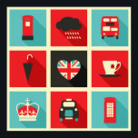 Retro London Collage Poster<br><div class="desc">Poster de colagem de Londres com estilo retroativo com fundo personalizável. Mais produtos com o mesmo design disponível no meu compro.</div>