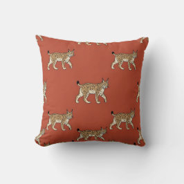 Retro Lynx Imprimir Capa de Almofada Terracota Ver