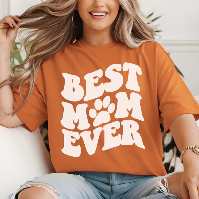 Retrô - Melhor Camisa Mãe de Natal e Aniversário (best dog mom ever shirt, retro dog mom shirt, dog mom gift, dog lover shirt, pet mom tee, best mom)