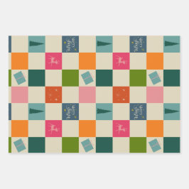 Retro Merry and Bright Christmas Wrapping Paper