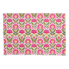 Retro Mexican Talavera Flowers Pink Boho Floral 