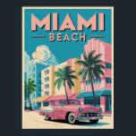 Retro Miami Beach Art Deco - Poster de Viagens vin<br><div class="desc">Traga a energia vibrante de Miami Beach para o seu espaço com este poster de viagens impressionante ao estilo vintage. Apresentando edifícios coloridos de Art Deco, palmeiras e um conversível clássico cor-de-rosa, este trabalho de arte captura perfeitamente o charme nostálgico da mais icônica cidade do sul da Flórida. A tipografia...</div>