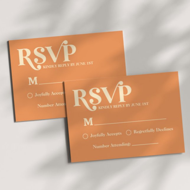Retro Minimalista Laranja RSVP Casamento (Criador carregado)