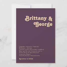 Retro Moderno | Convite Para Casamento Roxo Escuro