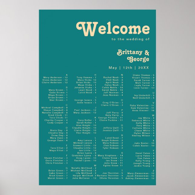 Retro Moderno | Poster de assentamento alfabético  (Frente)