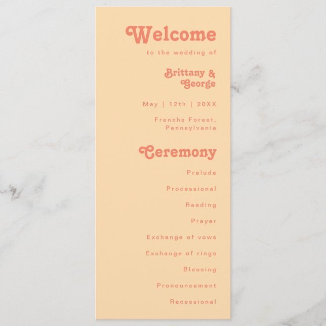 Retro Moderno | Programa de Casamento de Creme Lar (Frente)