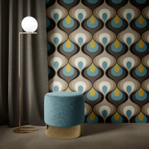 Retro Mood Blue Brown Mustard Beige Black