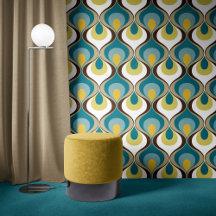 Retro Mood Teal Blue Brown Mustard Yellow Beige