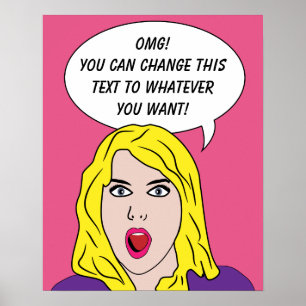 RETRO MULHER COM O poster personalizado TEXTO