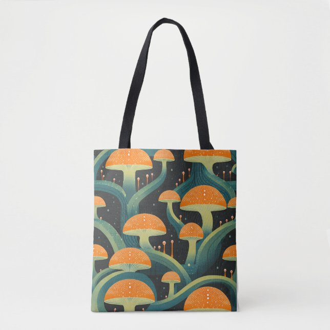 Retro Mushroom All-Over Print Tote Bag (Frente)