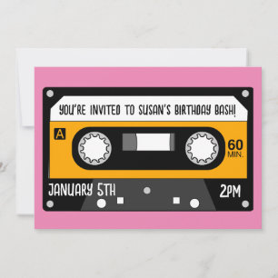 RETRO MÚSICA CASSETTE DE ANIVERSÁRIO Convites PERS