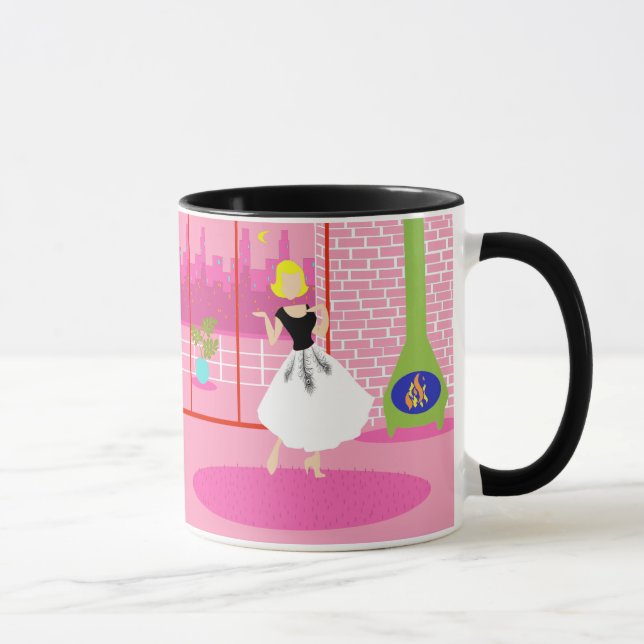 Retro na caneca cor-de-rosa da campainha (Direita)