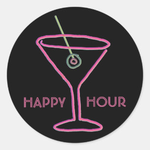 Retro Neon Martini - Adesivos de Hora Feliz