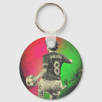 Retro Neon Striker – Chaveiro de Futebol Vaporwave