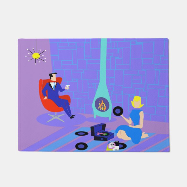 Retro Noite no tapete da porta doméstica (Frente)