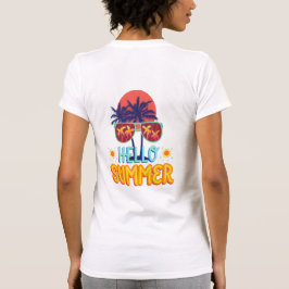 Retro Olá Verão Vibrações de Praia Palmeira Camisa