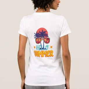 Retro Olá Verão Vibrações de Praia Palmeira Camisa