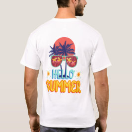 Retro Olá Verão Vibrações de Praia Palmeira Camisa