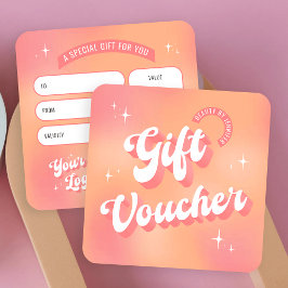 Retro Peach Groovy Unhas Beauty Salon Gift Voucher