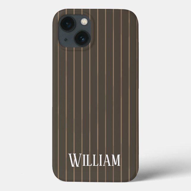 Retro-pinstripes castanho personalizado Case-Mate  (Verso)