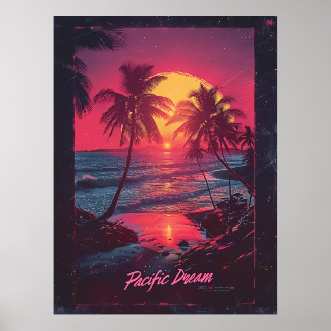 Retro Poster de filmes dos anos 80 com Palm Trees  (Frente)
