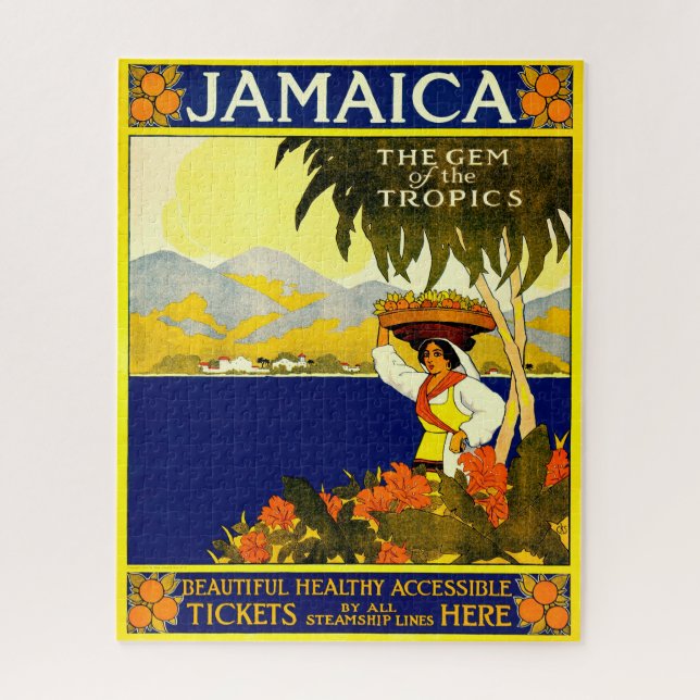 Retrô Poster de viagens Jamaica. Quebra-cabeça de  (Vertical)