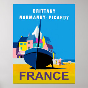 Retro Poster de viagens para Normandy, França