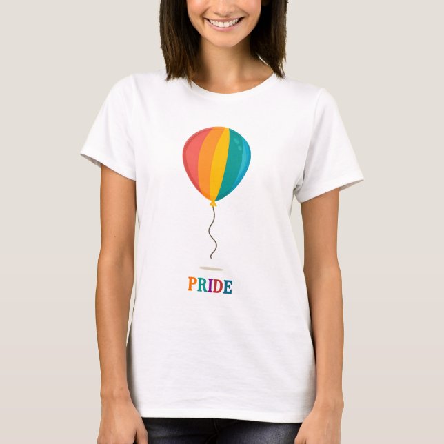 Retro Rainbow Balloon Pride Typography T-Shirt (Frente)