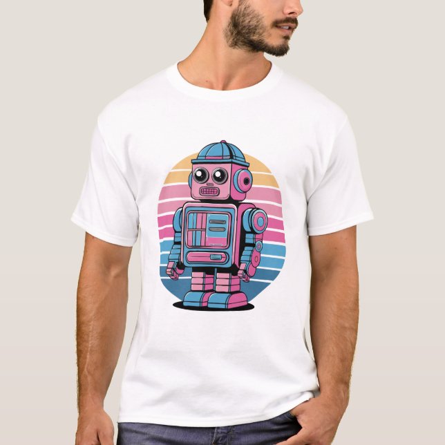 Retro Robot: Vintage Futuristic T-Shirt (Frente)