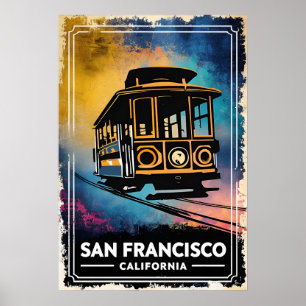Retro San Francisco Cable Car Art Impressão