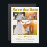 retro script 3 fotos imã salve a data de colagem<br><div class="desc">elegante script castanho 3 fotos imã salve a data de colagem</div>