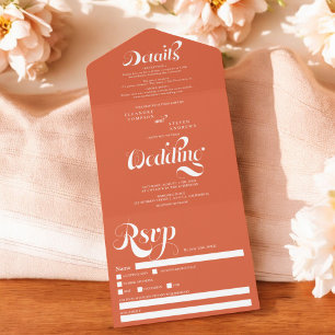 Retrô simples de casamento chic com guião laranja