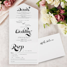 Retrô simples de casamento com guião preto