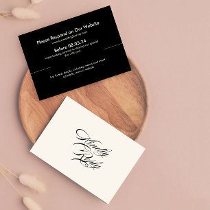 Retro simples xadrez preto e branco RSVP Casamento