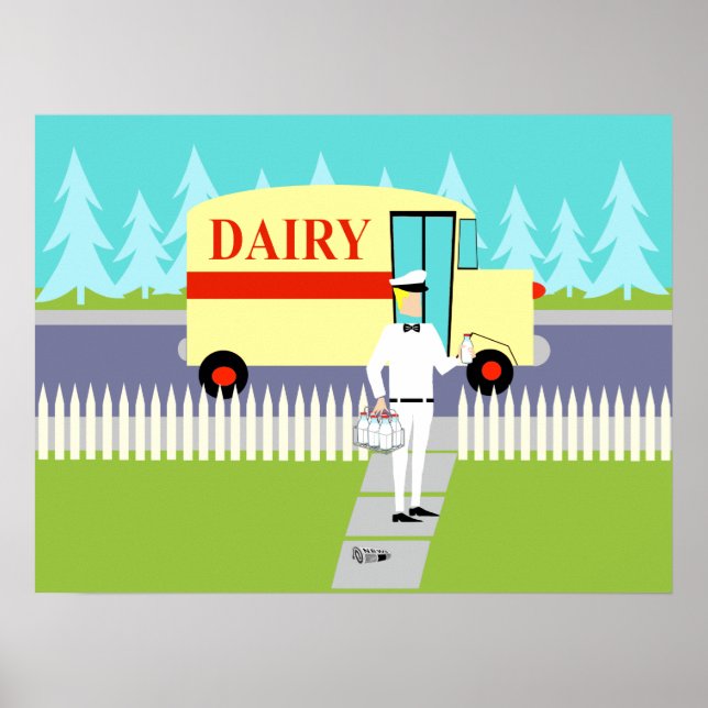 Retro Small Town Milk Man Poster (Frente)