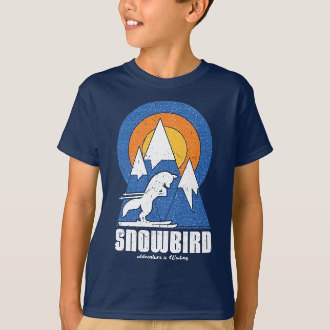 Retro Snowbird Ski White Fox T-Shirt (Frente)