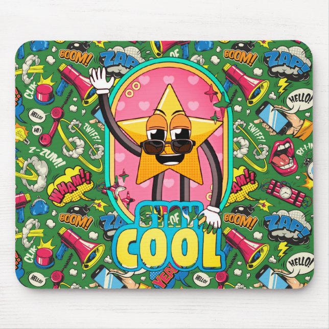 Retro Stay Cool Star Pop Art Mouse Pad (Frente)