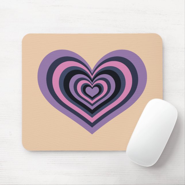 Retro Striped Heart Mouse Pad (Com mouse)